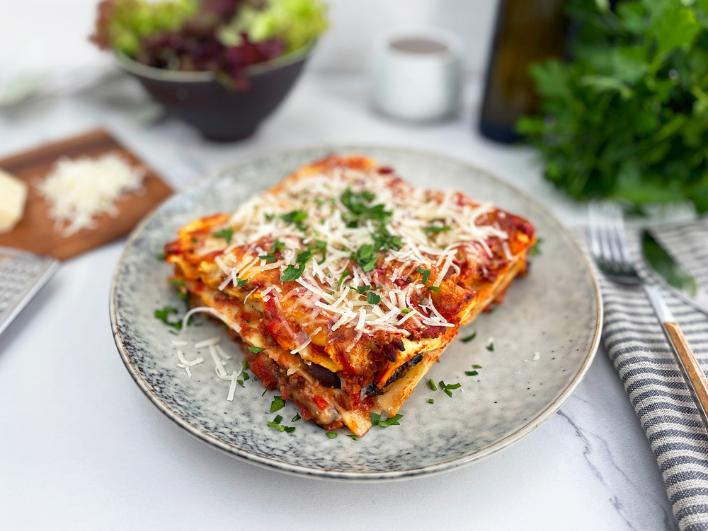 Lasagne al forno med aubergine