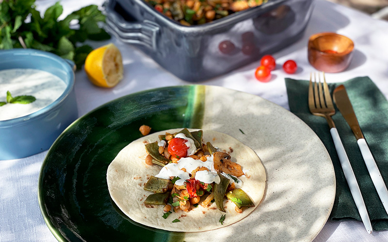 Vegetartaco med ristede grønnsaker