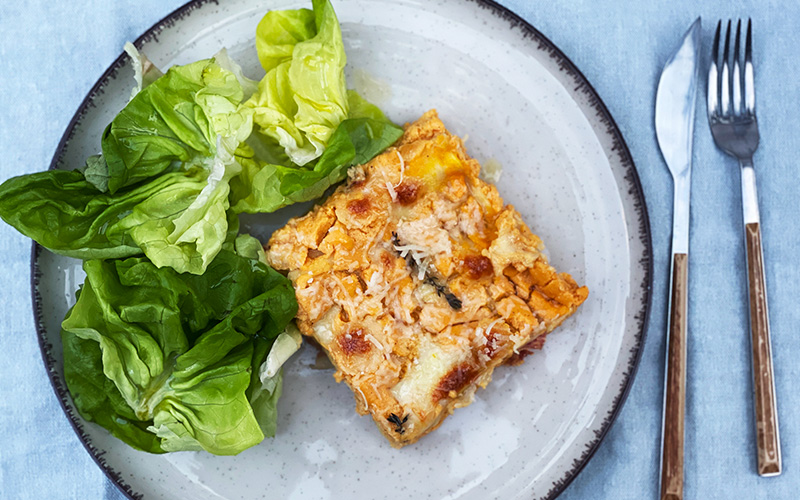 Lasagne med butternut og spekeskinke