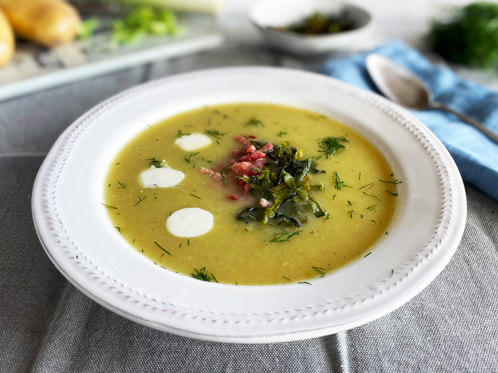 Purreløk-og potetsuppe