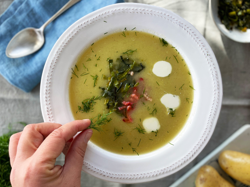 Purreløk-og potetsuppe