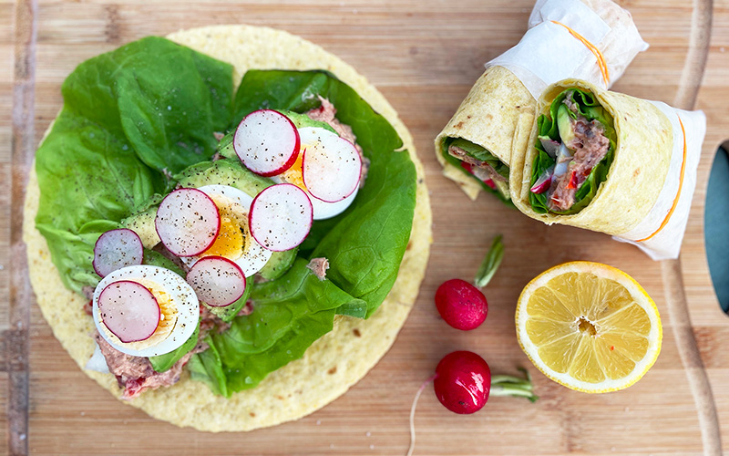 Lette wraps med spicy tunfisk og chrunch