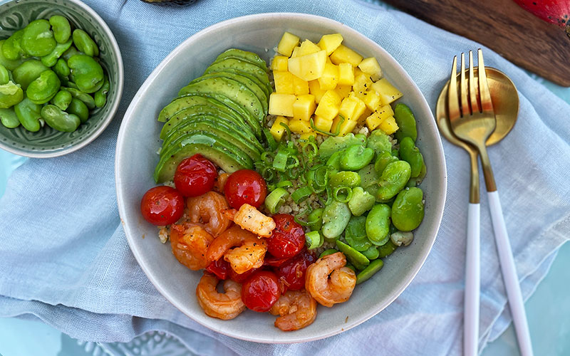 Middagsbolle med spicy tigerreker