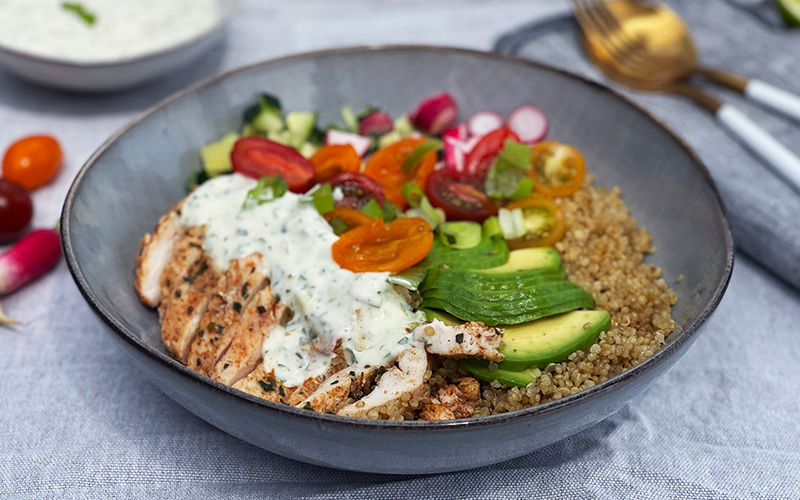 Middagsbolle med buffalo chicken