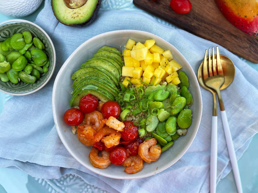 Middagsbolle med spicy tigerreker