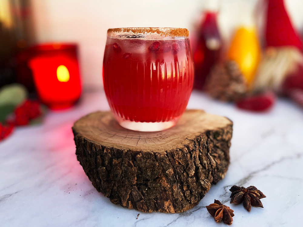 Julenissens nydelige mocktail med tranebær og ingefær