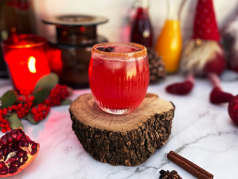 Julenissens nydelige mocktail med tranebær og ingefær