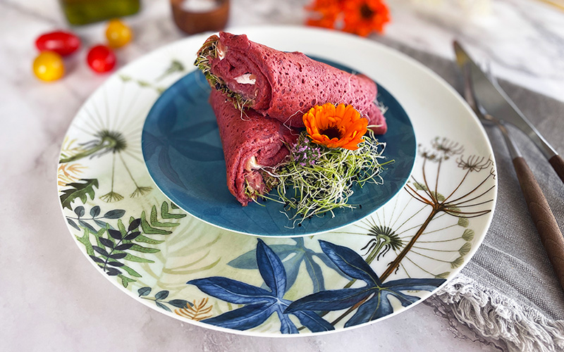 Rosa rødbetwraps med superkrefter