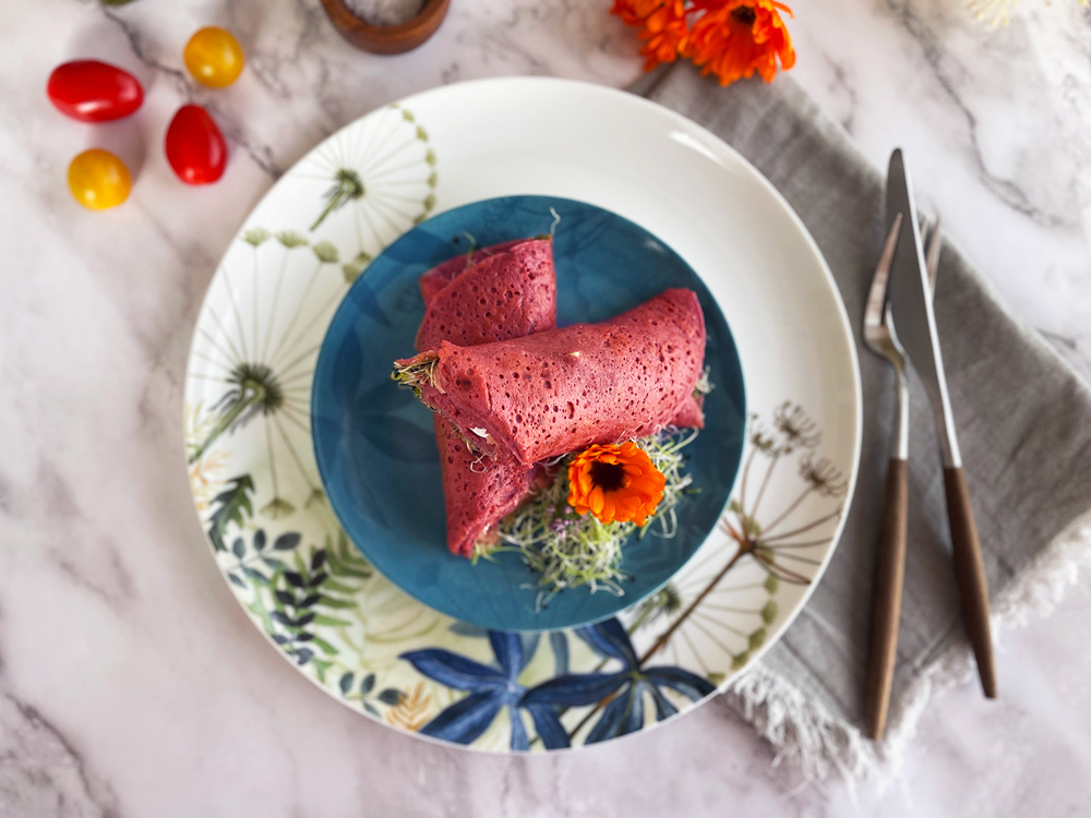 Rosa rødbetwraps med superkrefter